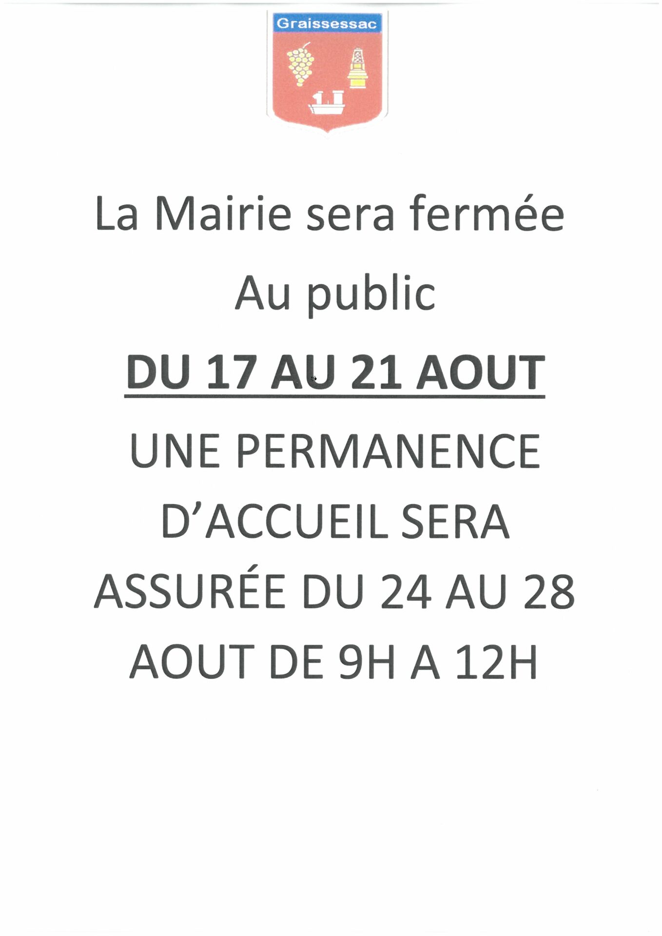 FERMETURE MAIRIE